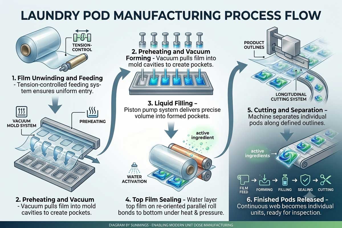 How Laundry Pod Manufacturing Machines Work: Forming, Filling and Sealing Technology Explained
